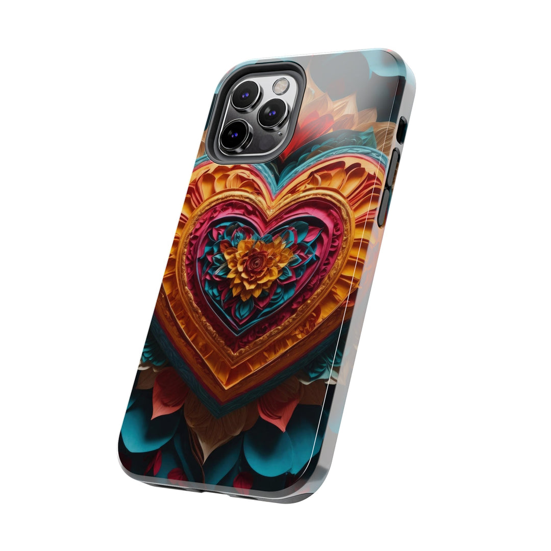 Vibrant Heart Bloom - Tough Phone Case - Phone Case - g(0D·IO) - iPhone 13 Mini - -