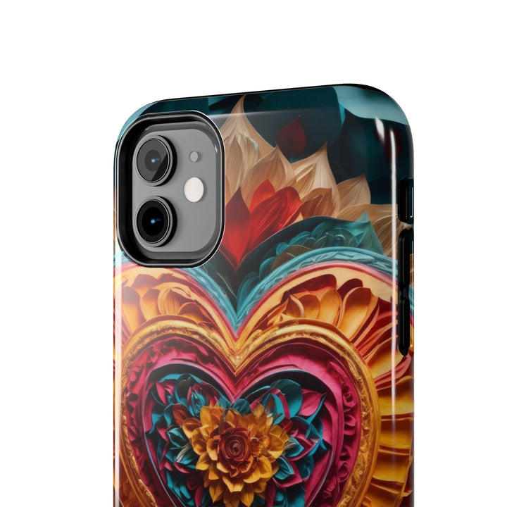 Vibrant Heart Bloom - Tough Phone Case - Phone Case - g(0D·IO) - iPhone 13 Mini - -