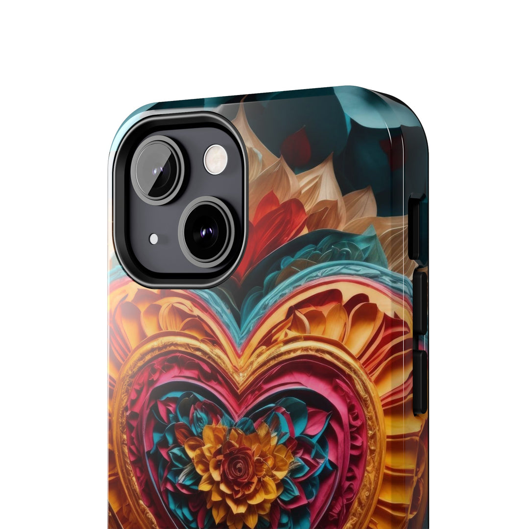 Vibrant Heart Bloom - Tough Phone Case - Phone Case - g(0D·IO) - iPhone 13 Mini - -