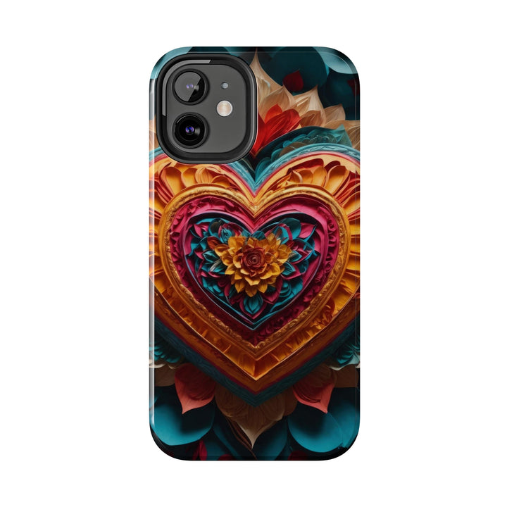 Vibrant Heart Bloom - Tough Phone Case - Phone Case - g(0D·IO) - iPhone 13 Mini - -