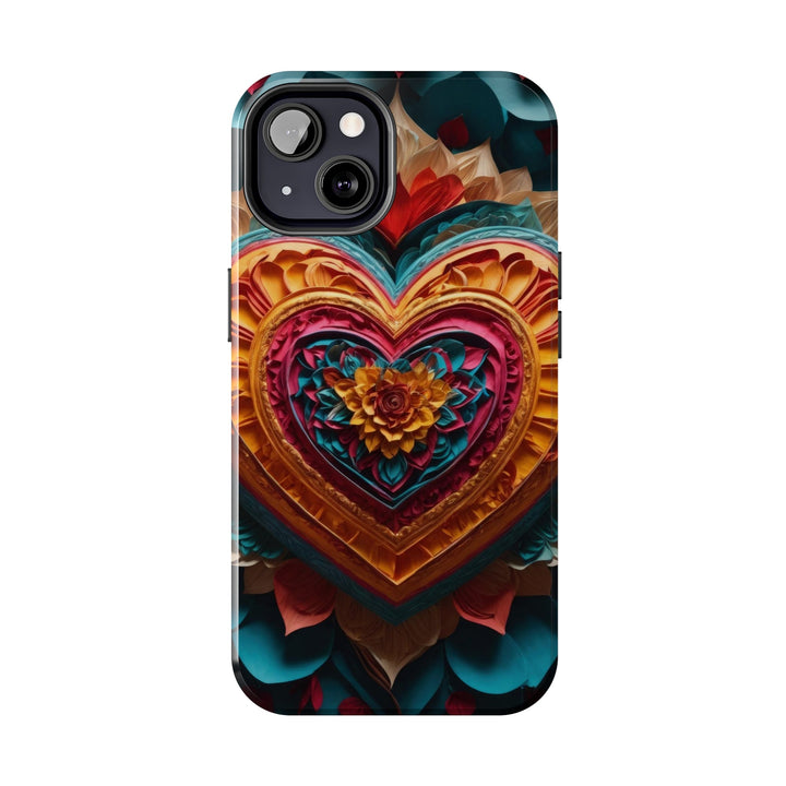 Vibrant Heart Bloom - Tough Phone Case - Phone Case - g(0D·IO) - iPhone 13 Mini - -