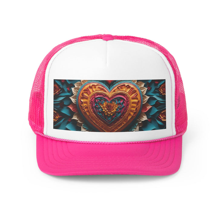 Vibrant Heart Bloom - Trucker Hat - Hats - g(0D·IO) - Pink - One size -