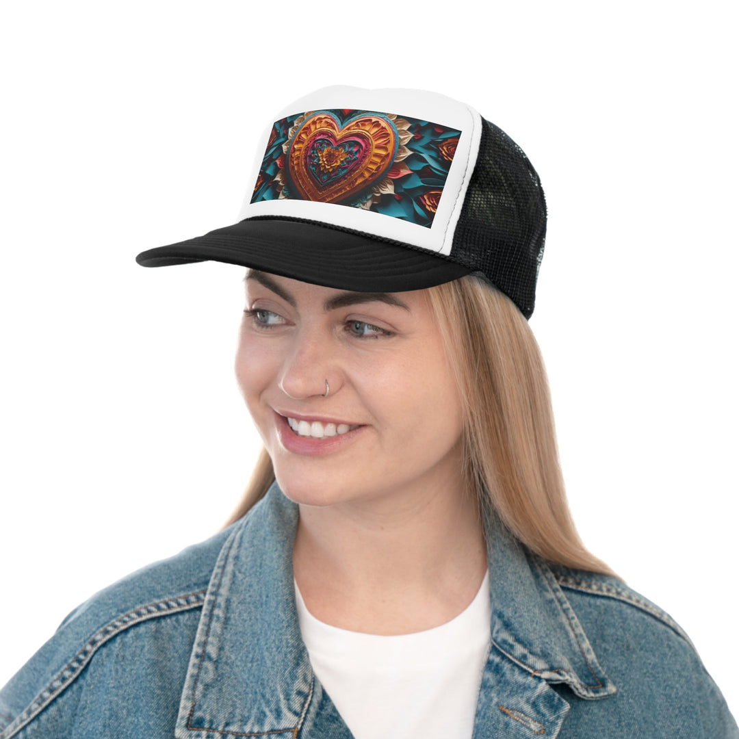 Vibrant Heart Bloom - Trucker Hat - Hats - g(0D·IO) - Pink - One size -