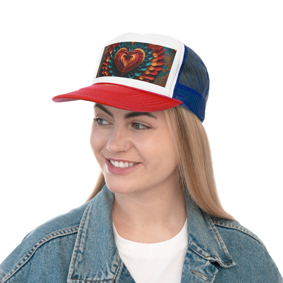 Vibrant Heart Bloom - Trucker Hat - Hats - g(0D·IO) - Pink - One size -