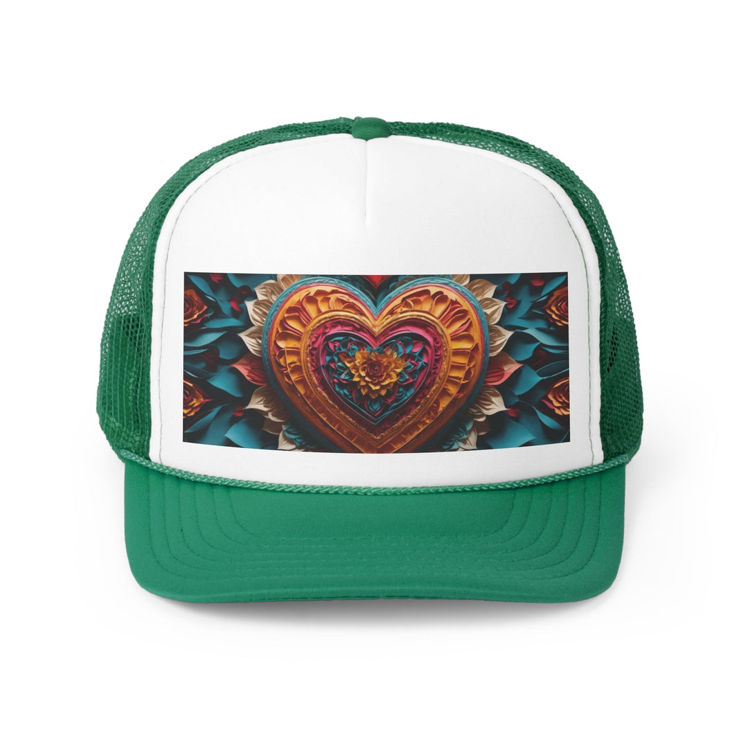 Vibrant Heart Bloom - Trucker Hat - Hats - g(0D·IO) - Green - One size -