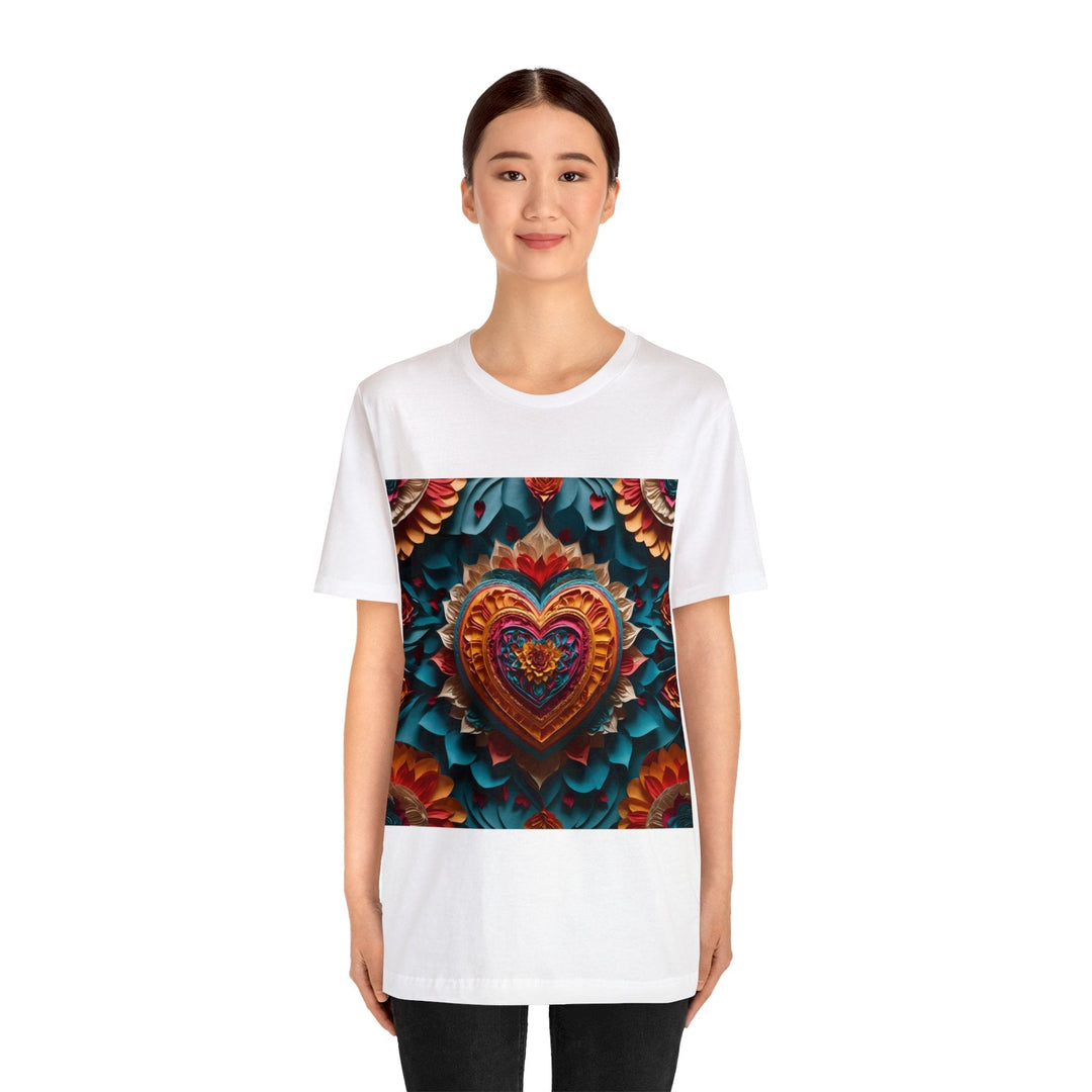 Vibrant Heart Bloom - Unisex Jersey Short Sleeve Tee - T-Shirt - g(0D·IO) - Black - S -