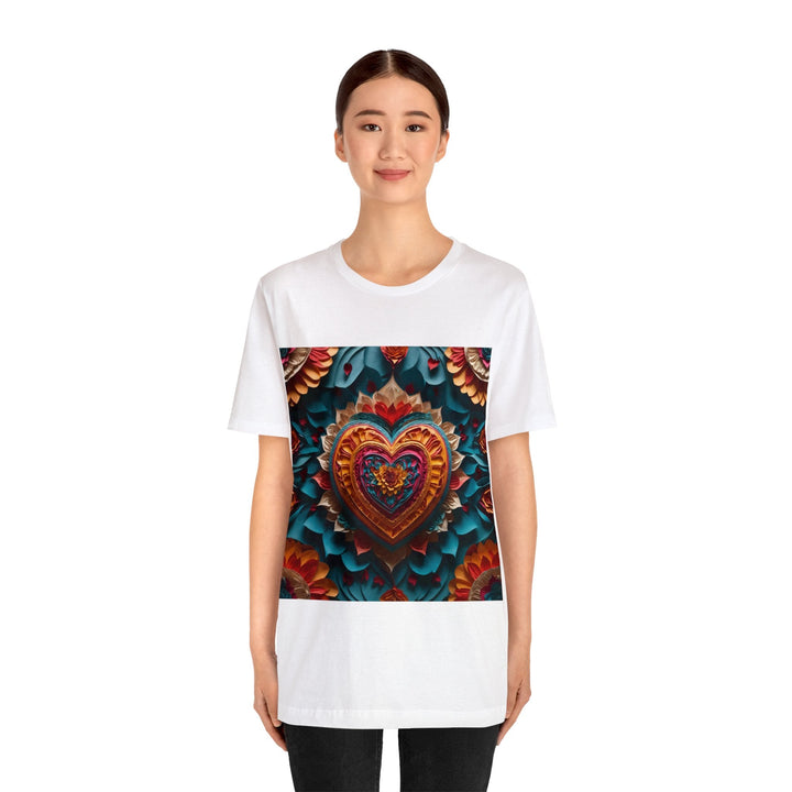 Vibrant Heart Bloom - Unisex Jersey Short Sleeve Tee - T-Shirt - g(0D·IO) - Black - S -