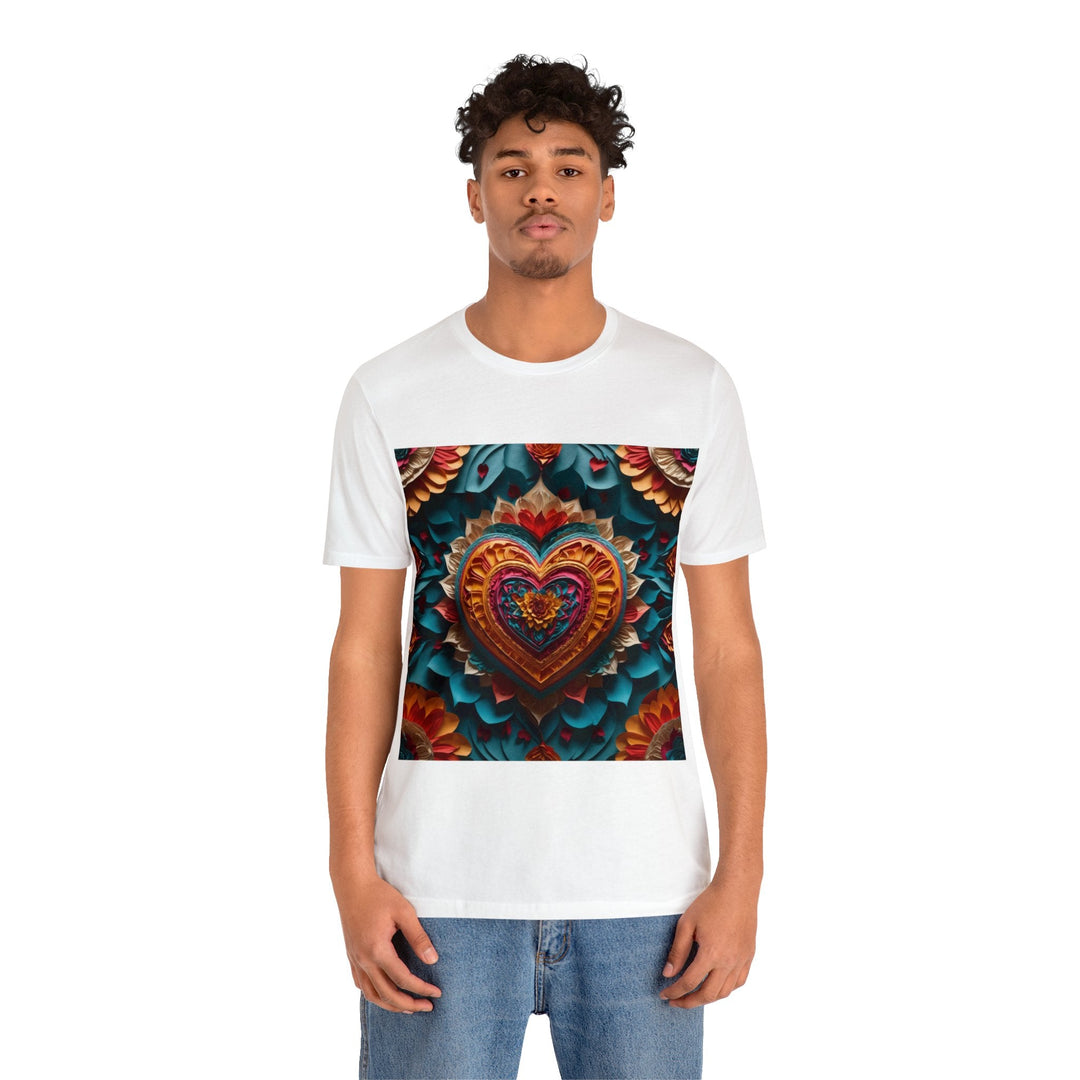 Vibrant Heart Bloom - Unisex Jersey Short Sleeve Tee - T-Shirt - g(0D·IO) - Black - S -