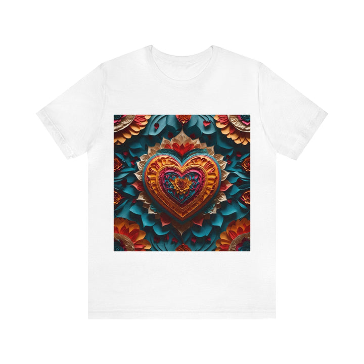 Vibrant Heart Bloom - Unisex Jersey Short Sleeve Tee - T-Shirt - g(0D·IO) - White - S -