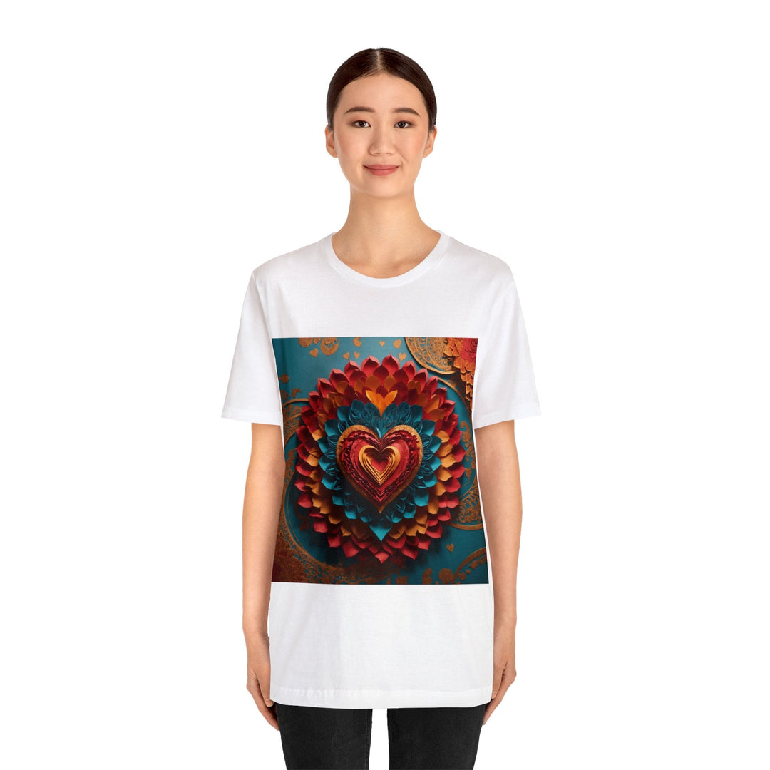 Vibrant Heart Bloom - Unisex Jersey Short Sleeve Tee - T-Shirt - g(0D·IO) - Black - S -