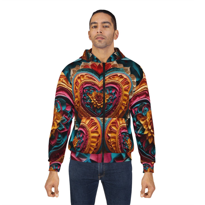 Vibrant Heart Bloom - Unisex Zip Hoodie - All Over Prints - g(0D·IO) - XS - -