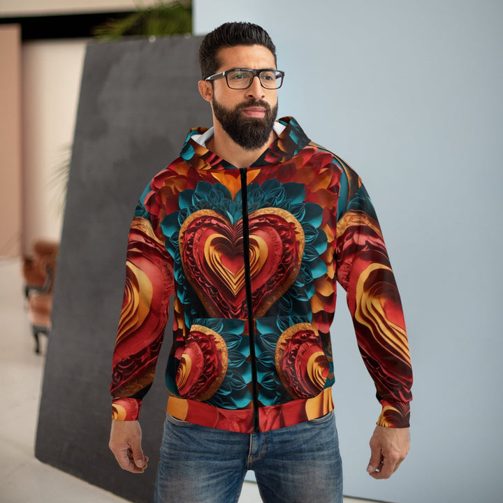 Vibrant Heart Bloom - Unisex Zip Hoodie - All Over Prints - g(0D·IO) - XS - -