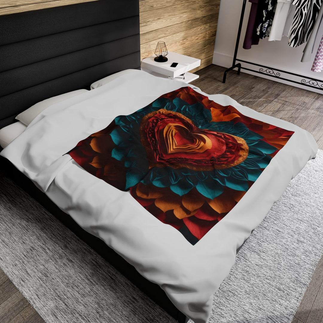 Vibrant Heart Bloom - Velveteen Plush Blanket - All Over Prints - g(0D·IO) - 30" × 40" - -