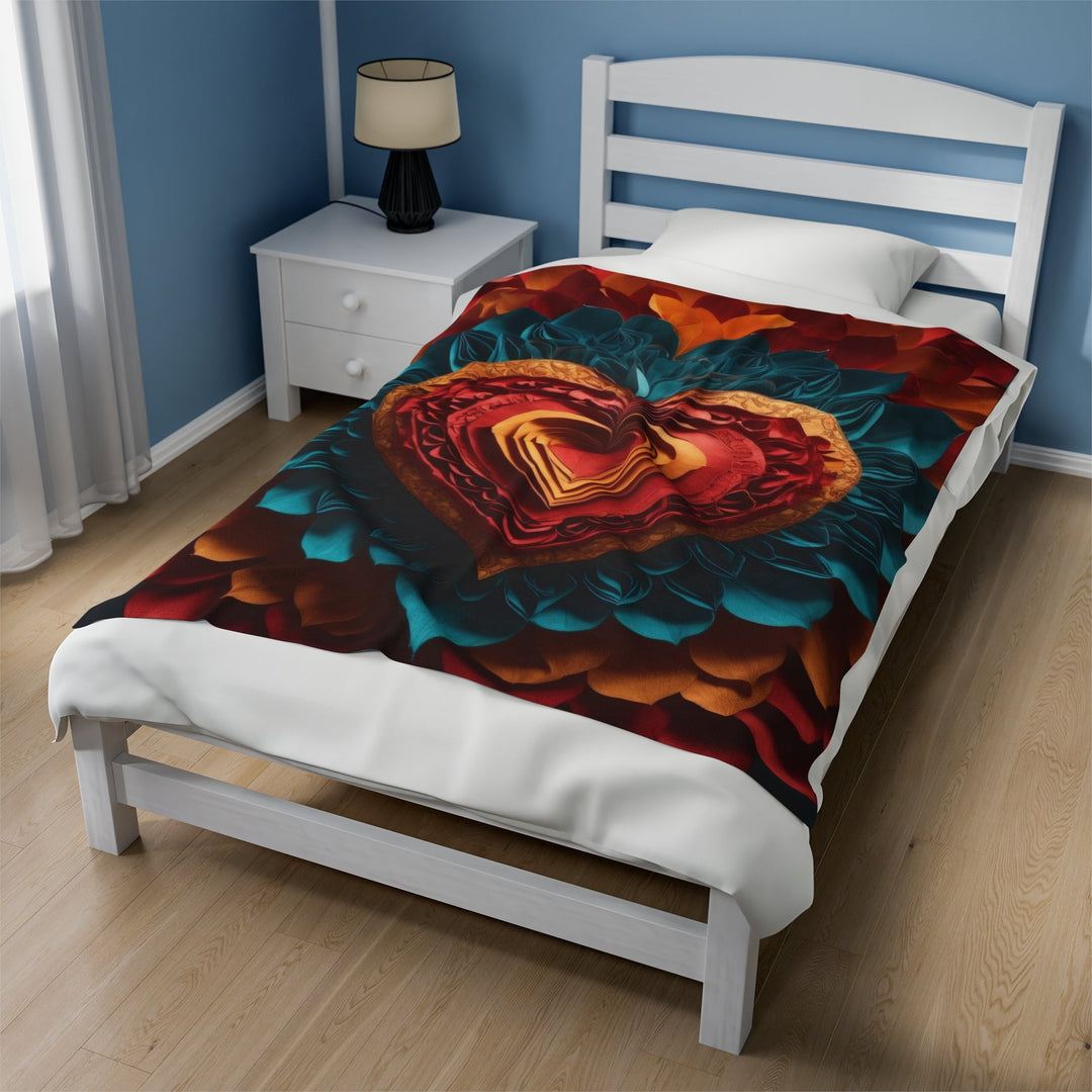 Vibrant Heart Bloom - Velveteen Plush Blanket - All Over Prints - g(0D·IO) - 30" × 40" - -