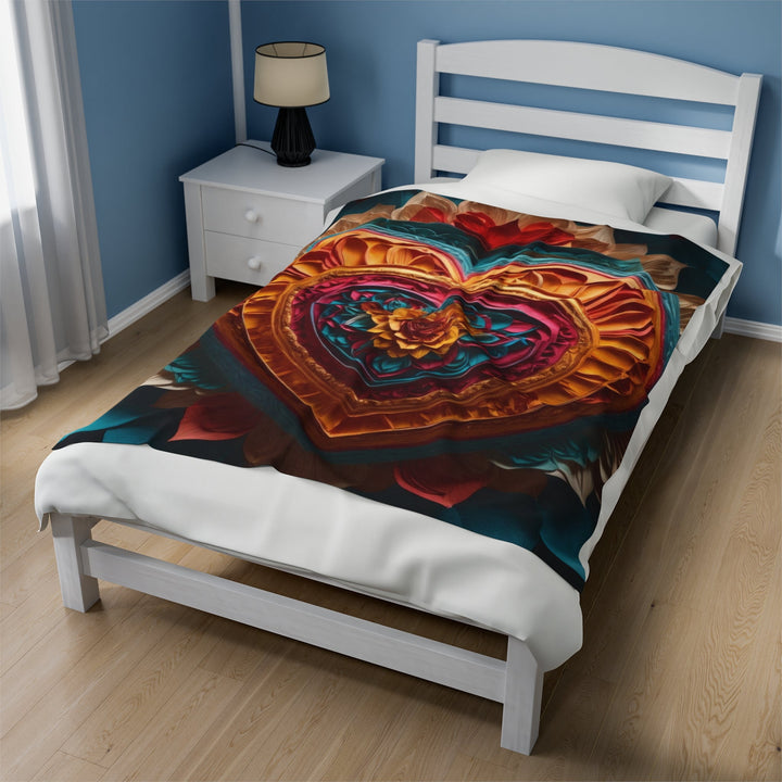 Vibrant Heart Bloom - Velveteen Plush Blanket - All Over Prints - g(0D·IO) - 30" × 40" - -