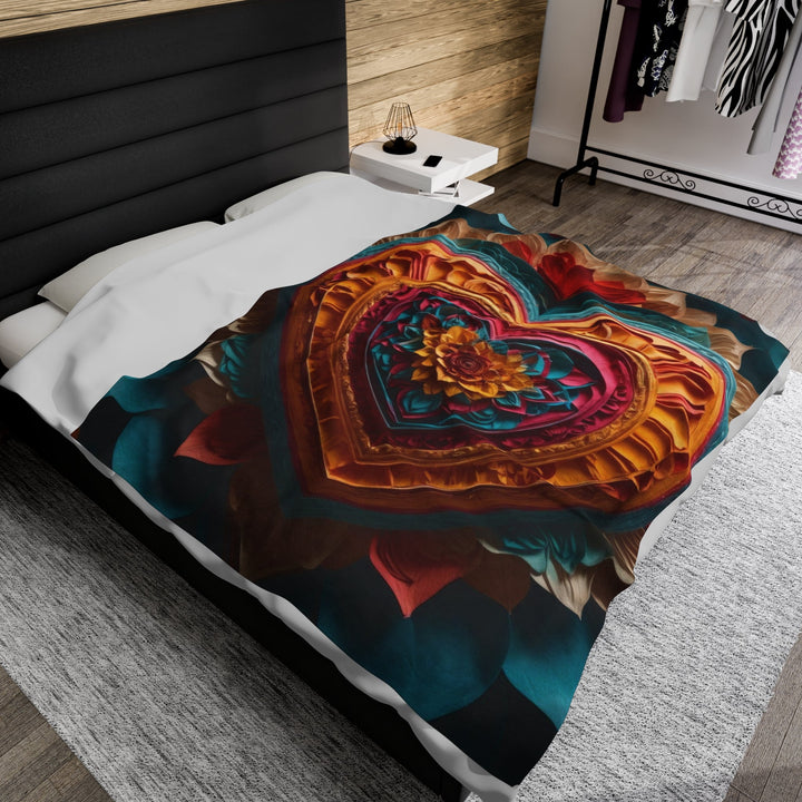 Vibrant Heart Bloom - Velveteen Plush Blanket - All Over Prints - g(0D·IO) - 30" × 40" - -