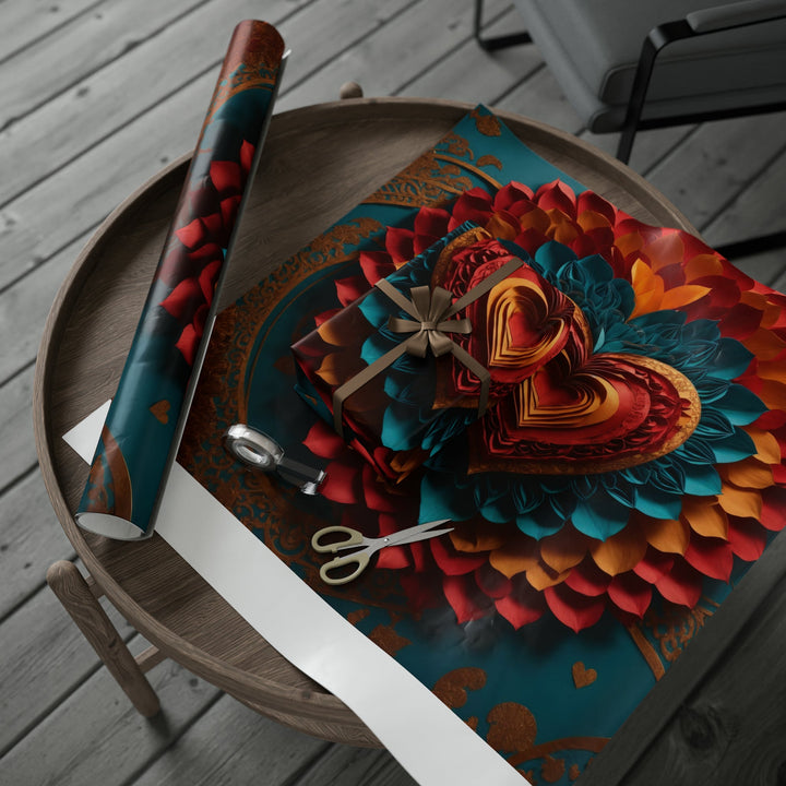 Vibrant Heart Bloom - Wrapping Paper - Home Decor - g(0D·IO) - 30'' x 72'' - Matte -