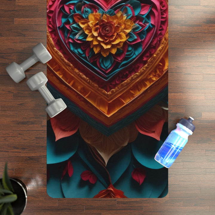 Vibrant Heart Bloom - Yoga Mat - Home Decor - g(0D·IO) - 24” x 68” - -
