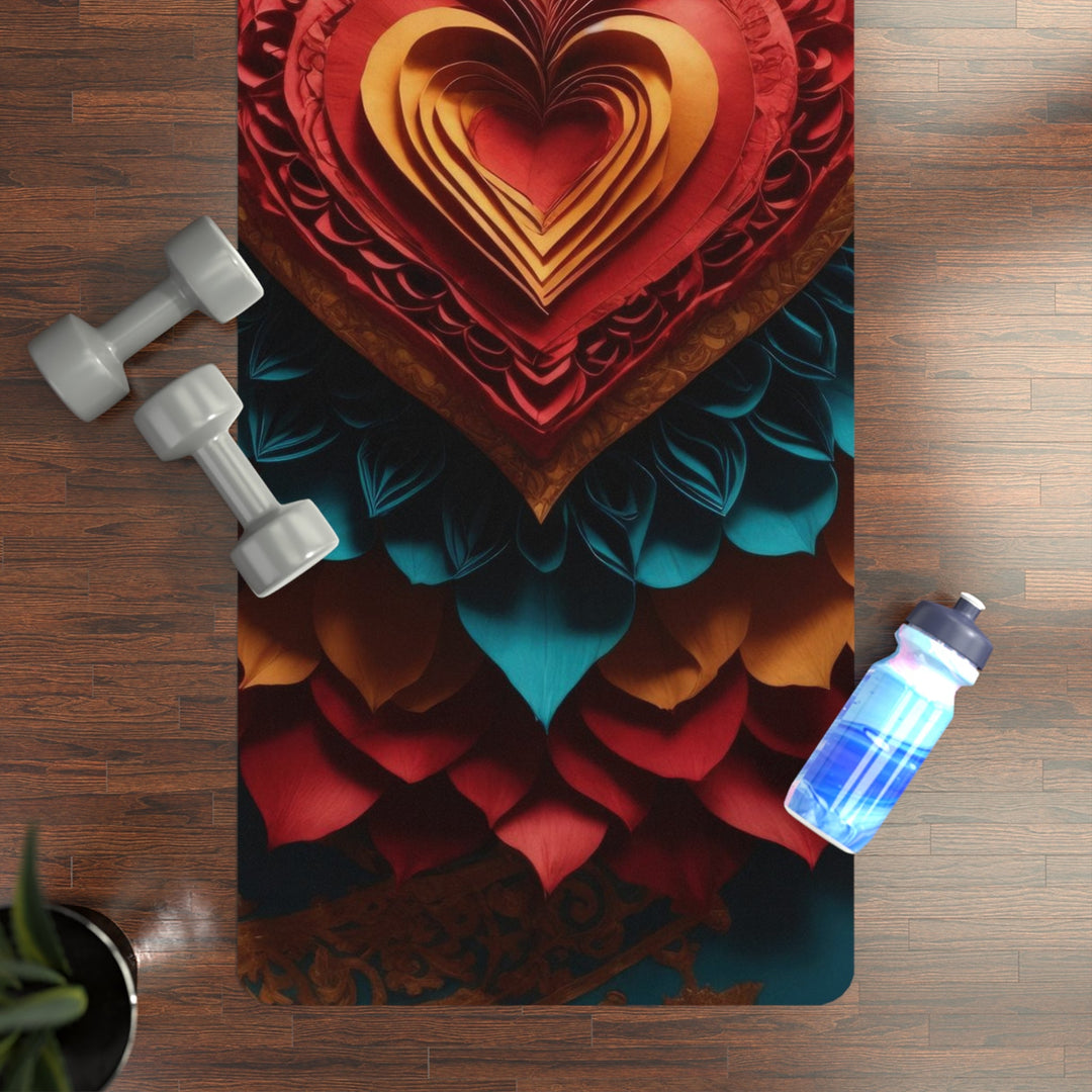 Vibrant Heart Bloom - Yoga Mat - Home Decor - g(0D·IO) - 24” x 68” - -