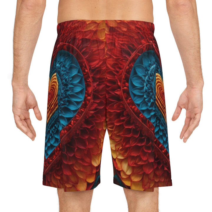 Vibrant Heart Layers - AOP Basketball Shorts - All Over Prints - g(0D·IO) - Seam thread color automatically matched to design - XS -