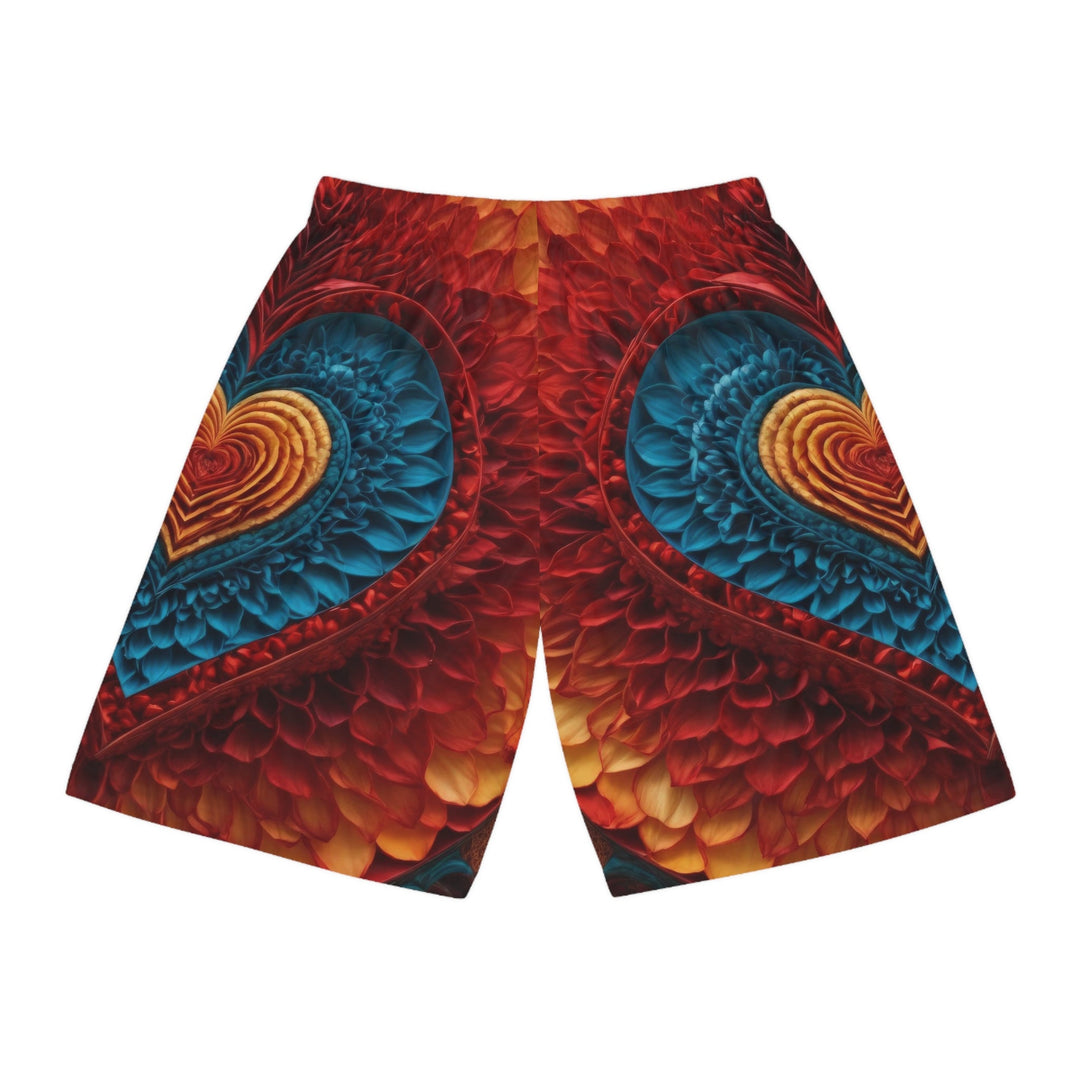 Vibrant Heart Layers - AOP Basketball Shorts - All Over Prints - g(0D·IO) - Seam thread color automatically matched to design - XS -