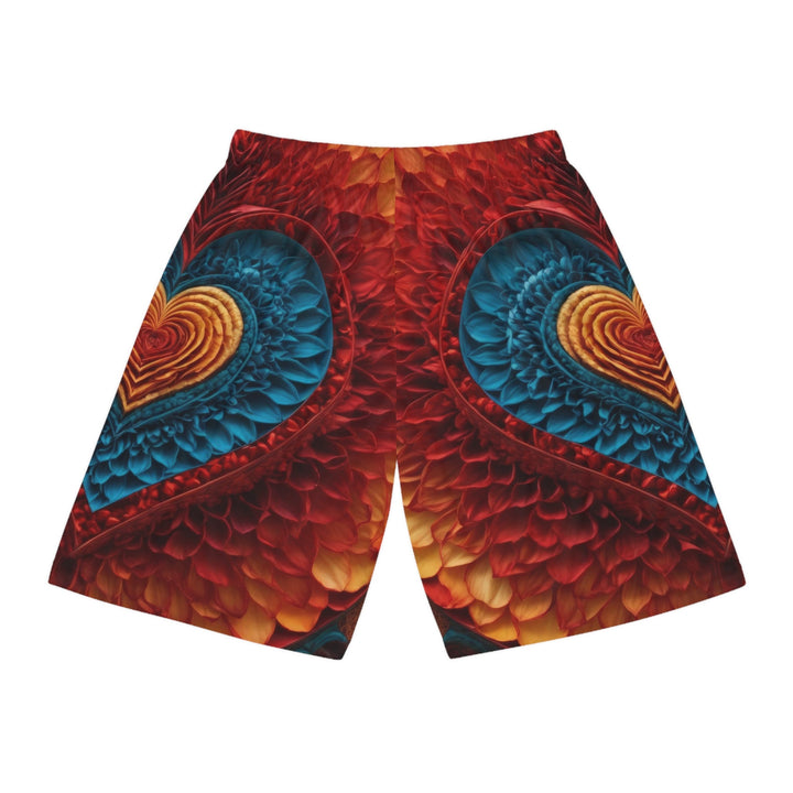 Vibrant Heart Layers - AOP Basketball Shorts - All Over Prints - g(0D·IO) - Seam thread color automatically matched to design - XS -