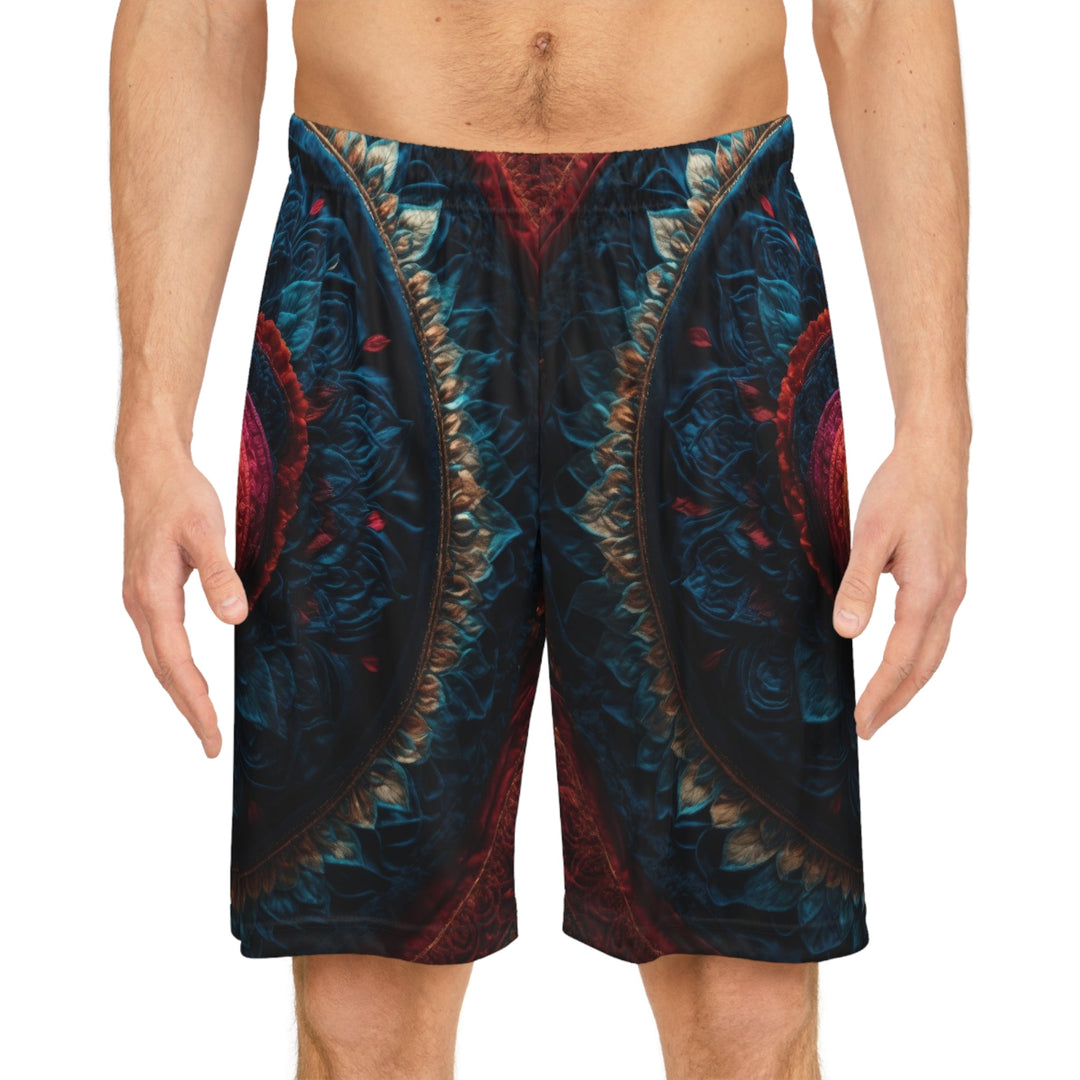 Vibrant Heart Layers - AOP Basketball Shorts - All Over Prints - g(0D·IO) - Seam thread color automatically matched to design - XS -