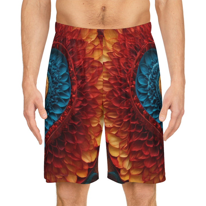 Vibrant Heart Layers - AOP Basketball Shorts - All Over Prints - g(0D·IO) - Seam thread color automatically matched to design - XS -