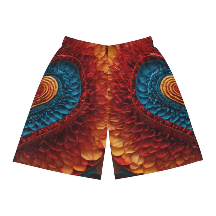 Vibrant Heart Layers - AOP Basketball Shorts - All Over Prints - g(0D·IO) - Seam thread color automatically matched to design - XS -