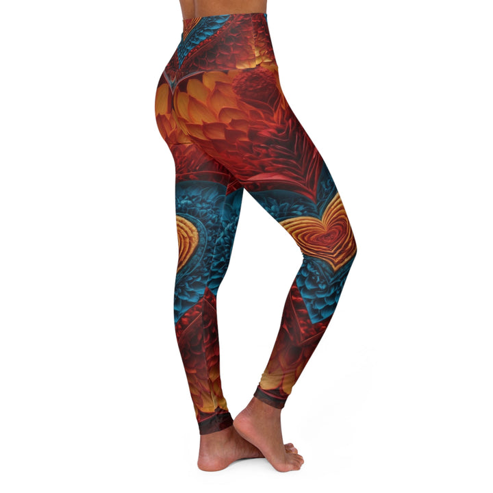 Vibrant Heart Layers - High Waisted AOP Yoga Leggings - All Over Prints - g(0D·IO) - XS - -