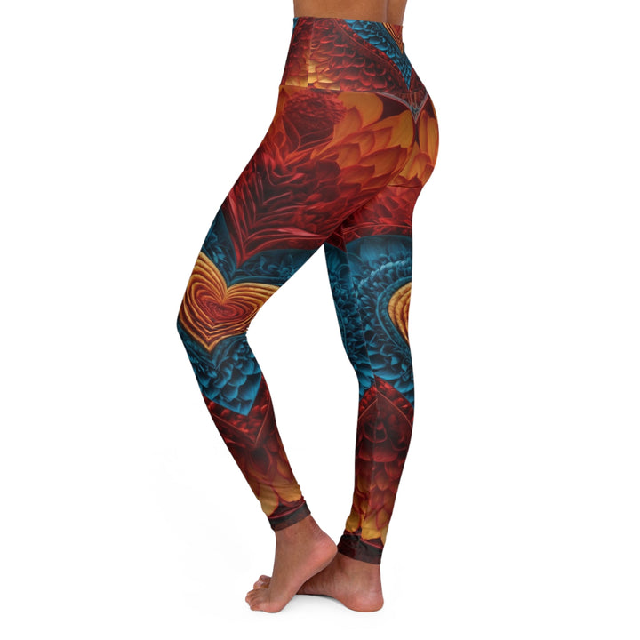 Vibrant Heart Layers - High Waisted AOP Yoga Leggings - All Over Prints - g(0D·IO) - XS - -