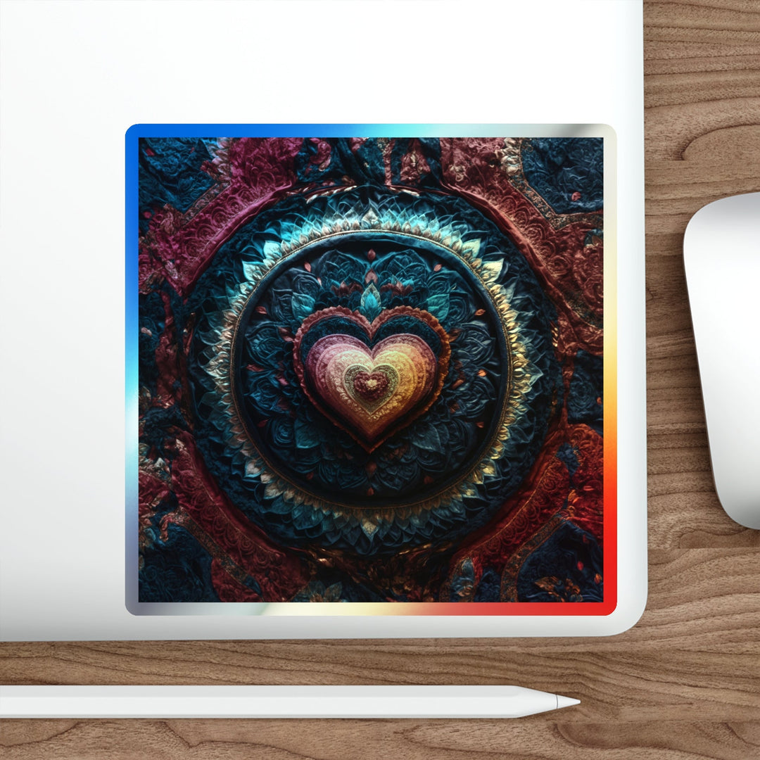 Vibrant Heart Layers - Holographic Die-Cut Sticker - Paper products - g(0D·IO) - 5" × 5" - Die-Cut - Holographic