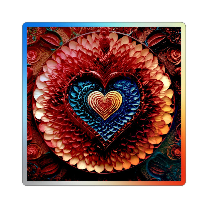 Vibrant Heart Layers - Holographic Die-Cut Sticker - Paper products - g(0D·IO) - 6" × 6" - Die-Cut - Holographic