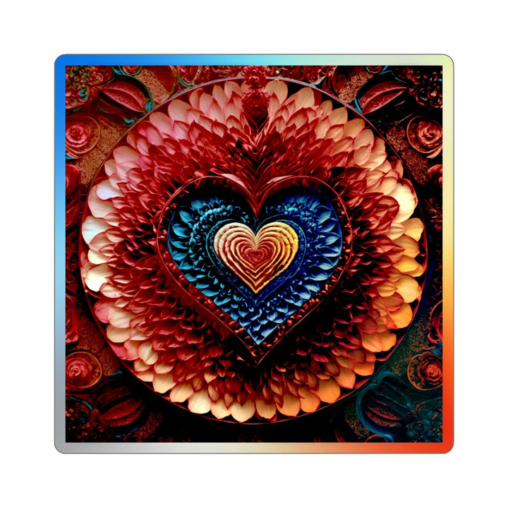 Vibrant Heart Layers - Holographic Die-Cut Sticker - Paper products - g(0D·IO) - 3" × 3" - Die-Cut - Holographic