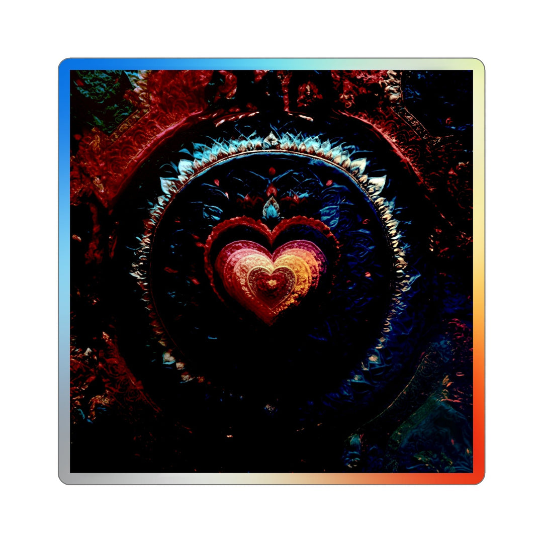 Vibrant Heart Layers - Holographic Die-Cut Sticker - Paper products - g(0D·IO) - 3" × 3" - Die-Cut - Holographic