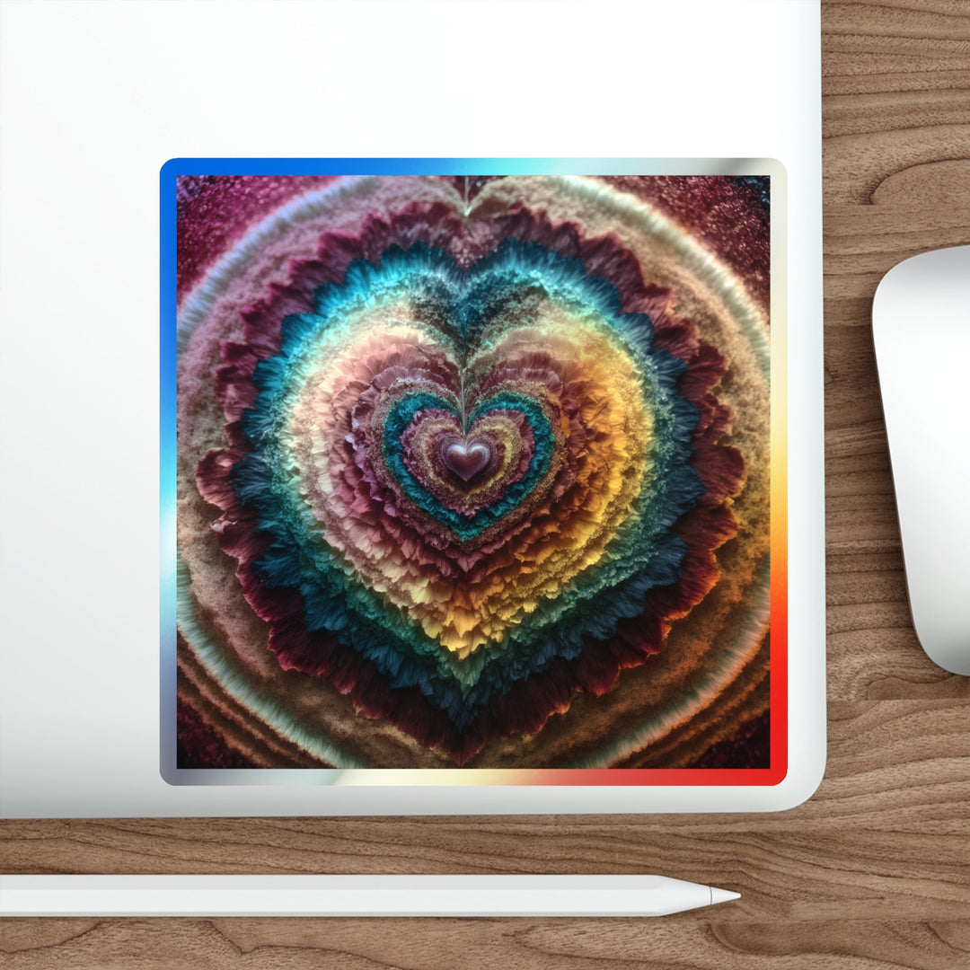 Vibrant Heart Layers - Holographic Die-Cut Sticker - Paper products - g(0D·IO) - 5" × 5" - Die-Cut - Holographic