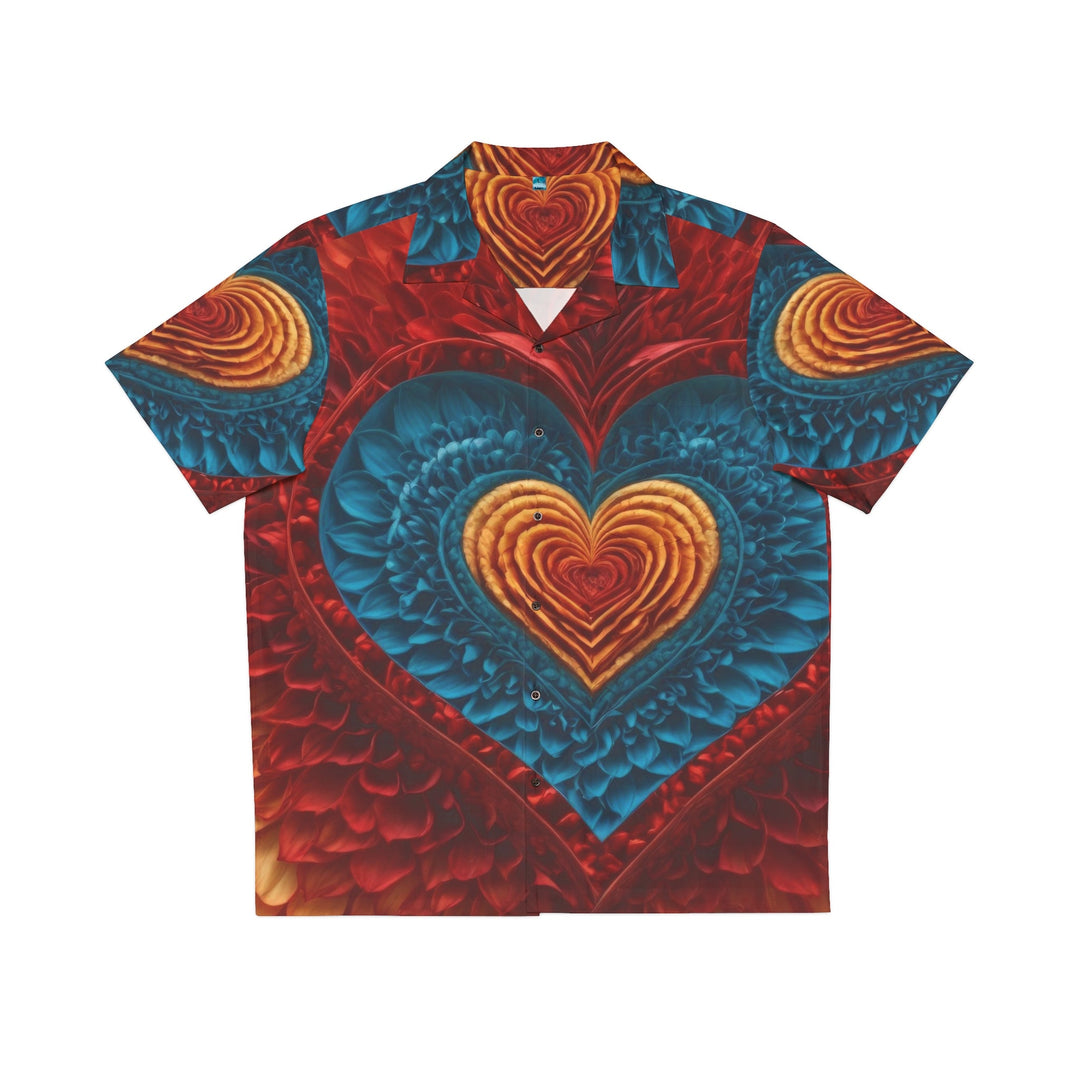 Vibrant Heart Layers - Men's Hawaiian Shirt - All Over Prints - g(0D·IO) - S - Black -