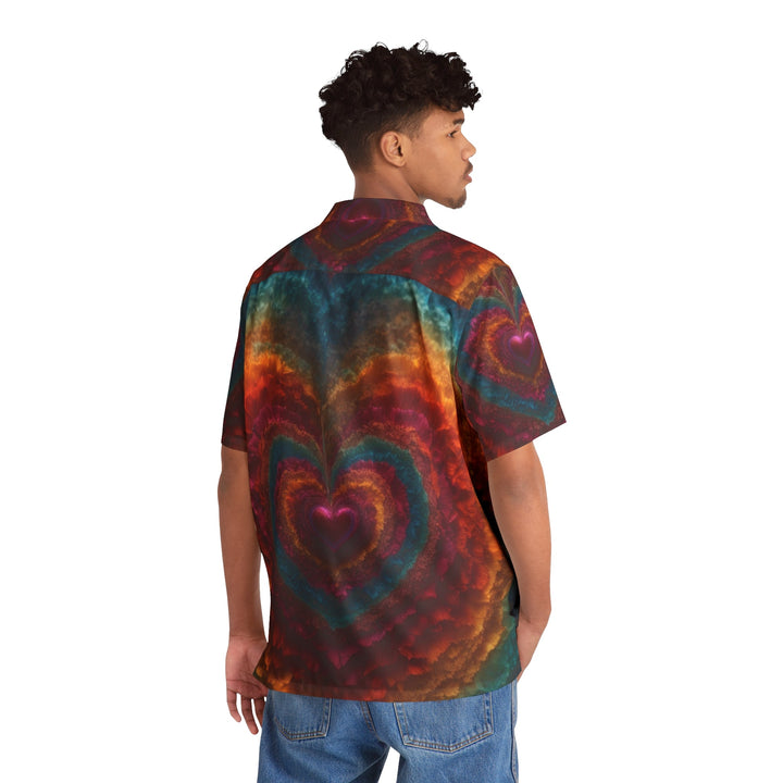 Vibrant Heart Layers - Men's Hawaiian Shirt - All Over Prints - g(0D·IO) - S - Black -