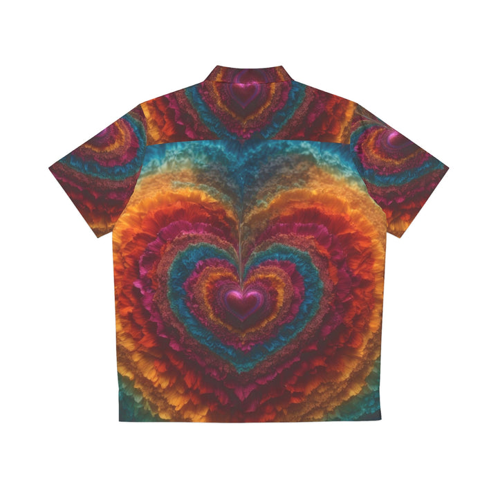 Vibrant Heart Layers - Men's Hawaiian Shirt - All Over Prints - g(0D·IO) - S - Black -