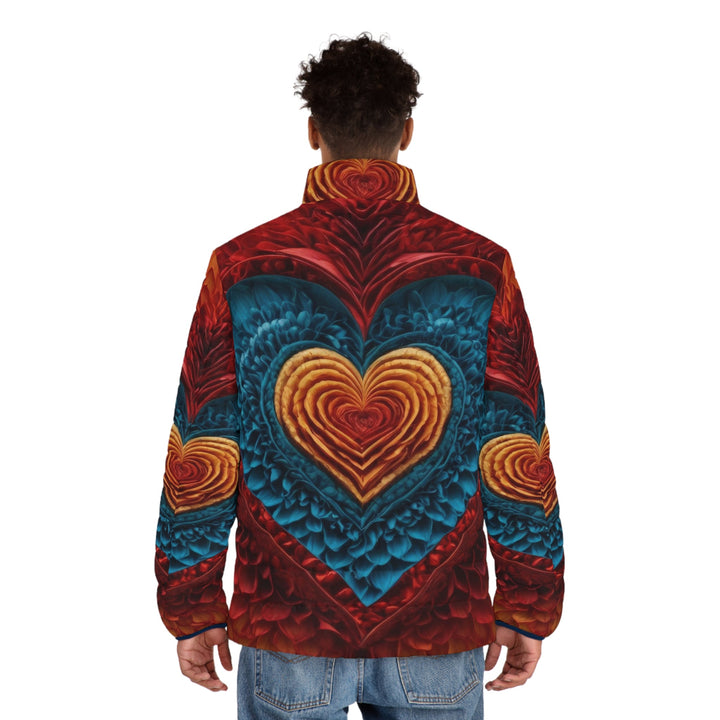 Vibrant Heart Layers - Puffer Jacket - All Over Prints - g(0D·IO) - S - Black zipper -