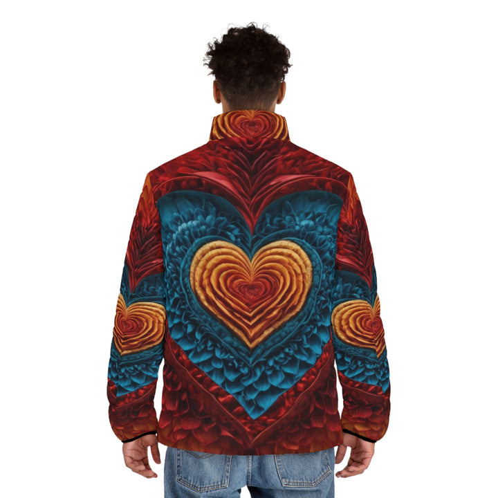 Vibrant Heart Layers - Puffer Jacket - All Over Prints - g(0D·IO) - S - Black zipper -