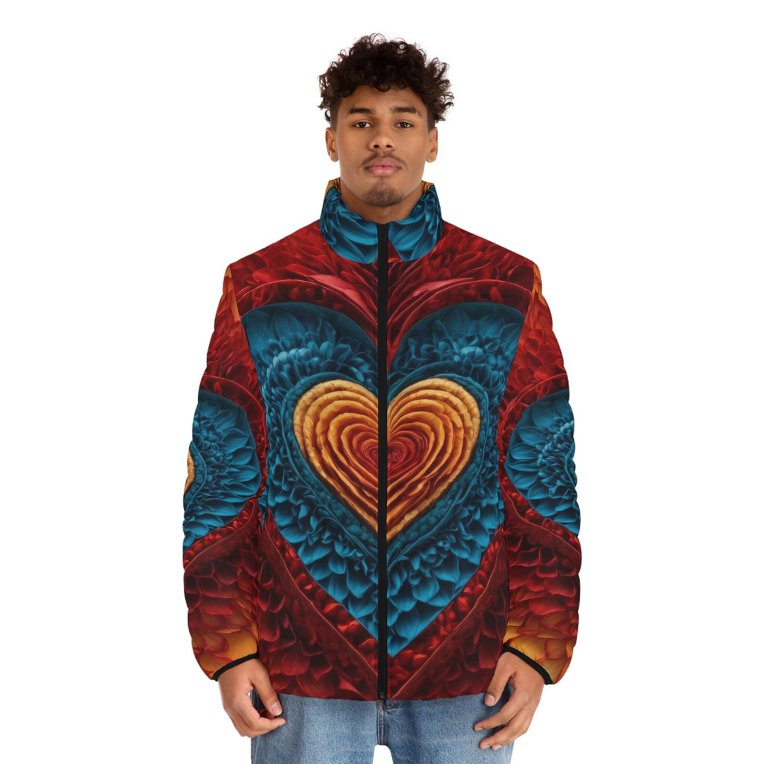 Vibrant Heart Layers - Puffer Jacket - All Over Prints - g(0D·IO) - S - Black zipper -