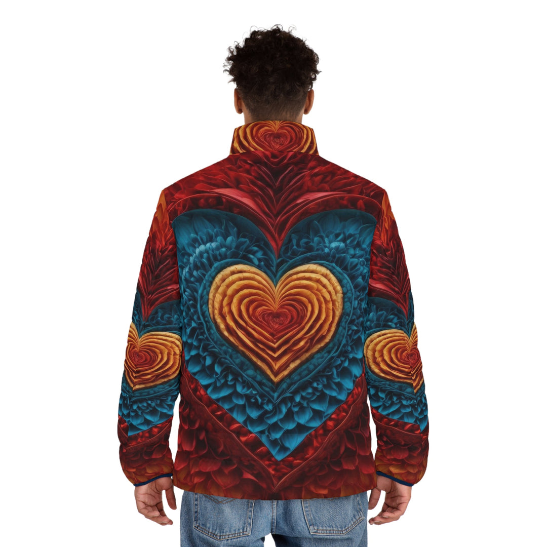 Vibrant Heart Layers - Puffer Jacket - All Over Prints - g(0D·IO) - S - Black zipper -