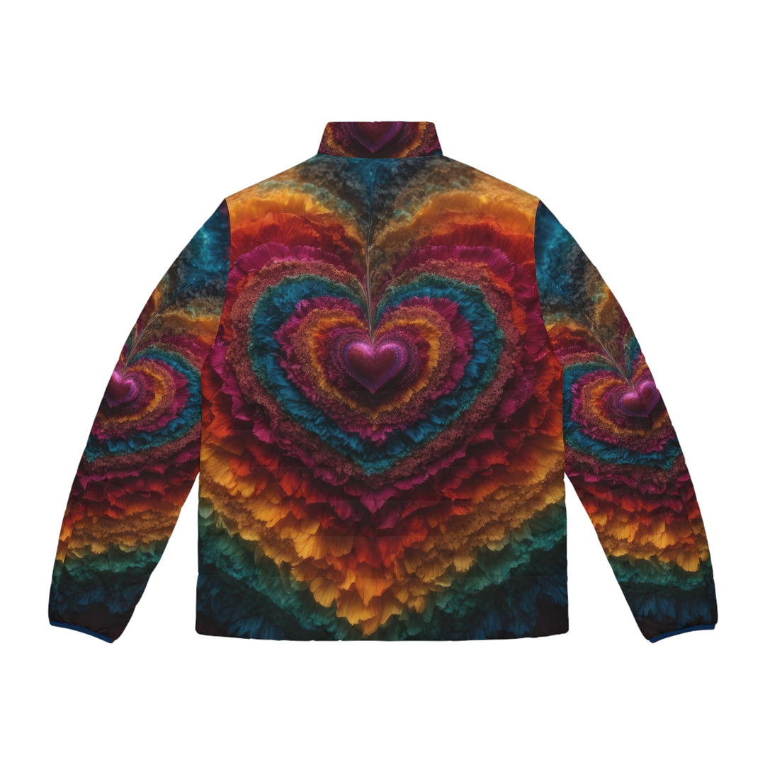 Vibrant Heart Layers - Puffer Jacket - All Over Prints - g(0D·IO) - S - Black zipper -