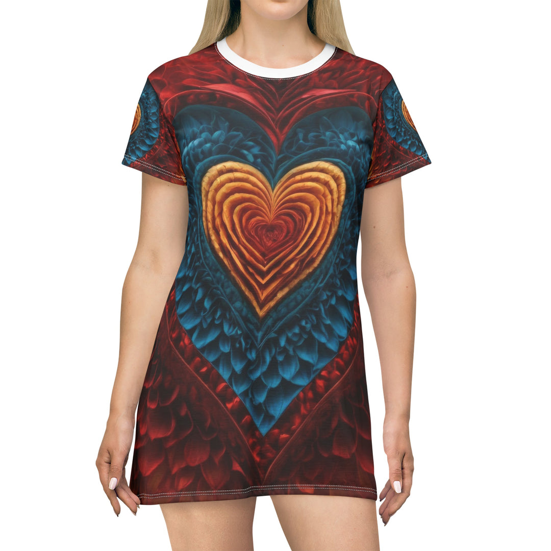 Vibrant Heart Layers - T-Shirt Dress - All Over Prints - g(0D·IO) - XS - -