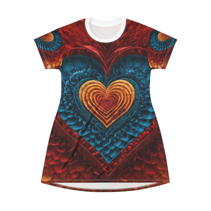 Vibrant Heart Layers - T-Shirt Dress - All Over Prints - g(0D·IO) - XS - -