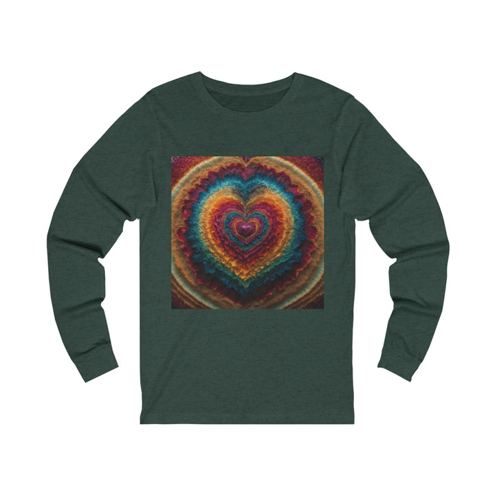 Vibrant Heart Layers - Unisex Jersey Long Sleeve Tee - Long-sleeve - g(0D·IO) - S - Heather Forest -