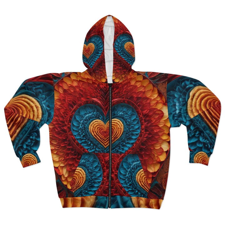 Vibrant Heart Layers - Unisex Zip Hoodie - All Over Prints - g(0D·IO) - XS - -