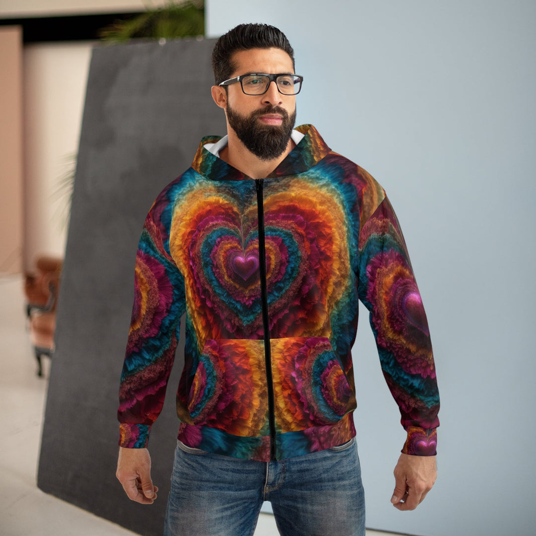 Vibrant Heart Layers - Unisex Zip Hoodie - All Over Prints - g(0D·IO) - XS - -