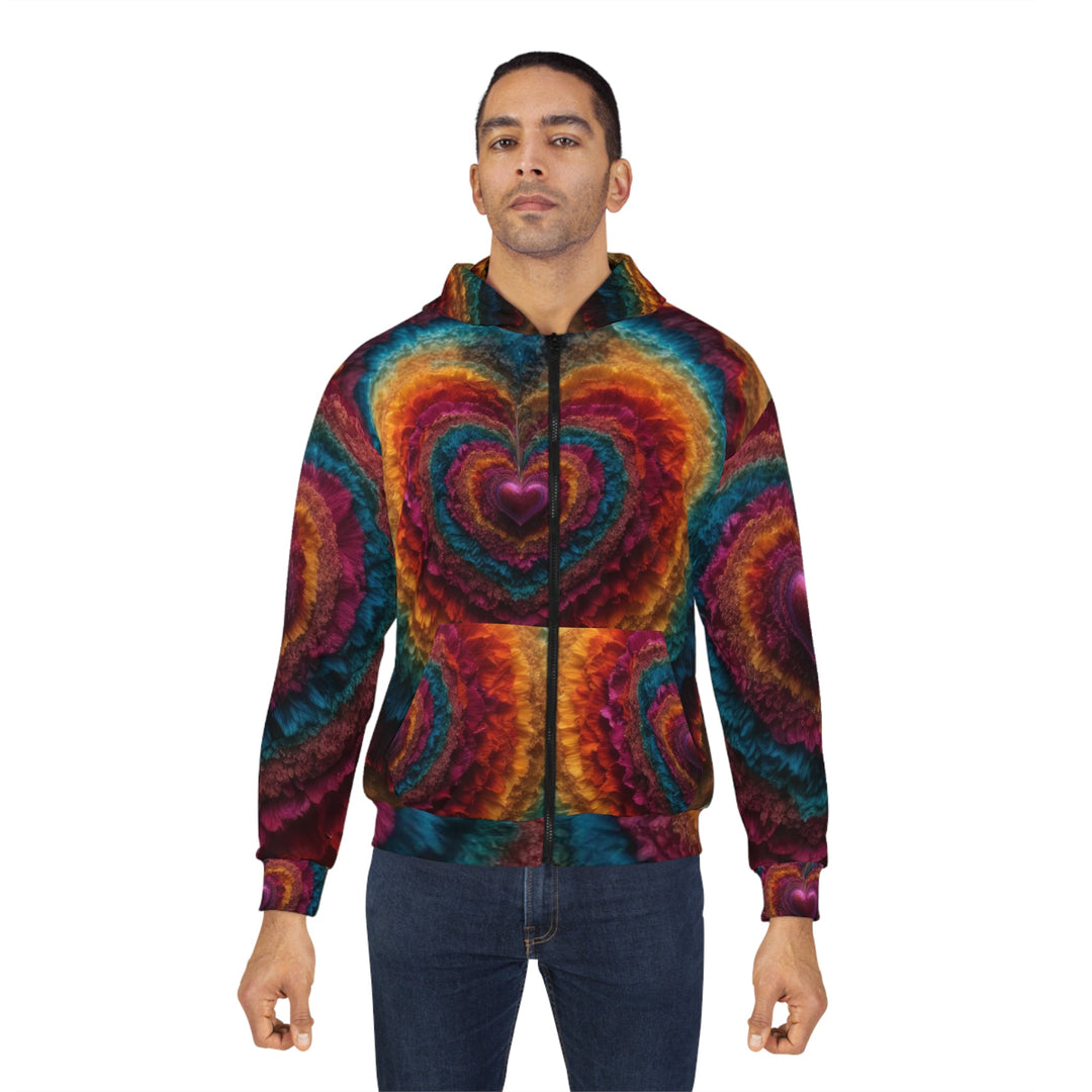 Vibrant Heart Layers - Unisex Zip Hoodie - All Over Prints - g(0D·IO) - XS - -